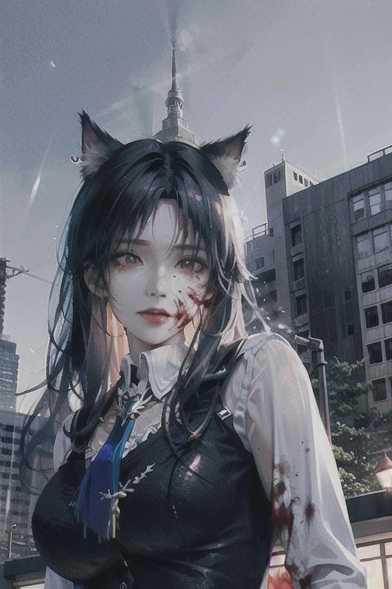 01442-752305884-urban, night, rain, cat ears, city, black hair, blood on face,, (RAW photo, best quality, masterpiece_1.2), (realistic, photo-re-gigapixel-standard-scale-4_00x.png